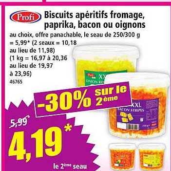 Biscuit apéritifs fromage, paprika, bacon ou oignons