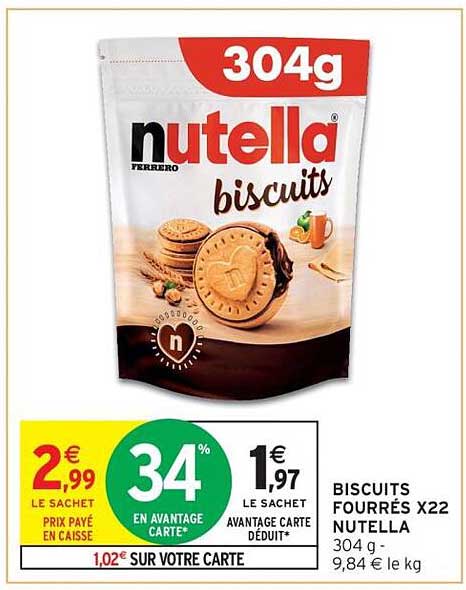 BISCUITS FOURRÉS X22 NUTELLA