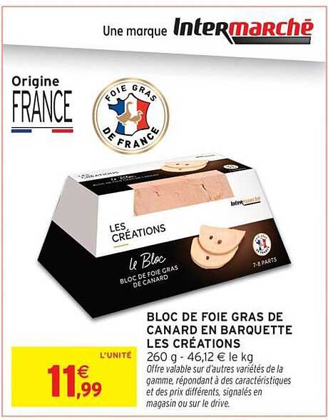 BLOC DE FOIE GRAS DE CANARD EN BARQUETTE LES CRÉATIONS