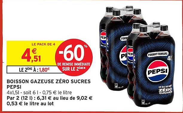 BOISSON GAZEUSE ZÉRO SUCRE PEPSI