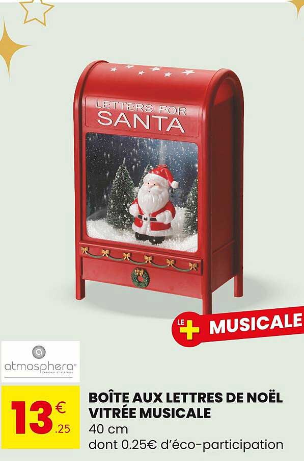 BOÎTE AUX LETTRES DE NOËL VITRÉE MUSICALE