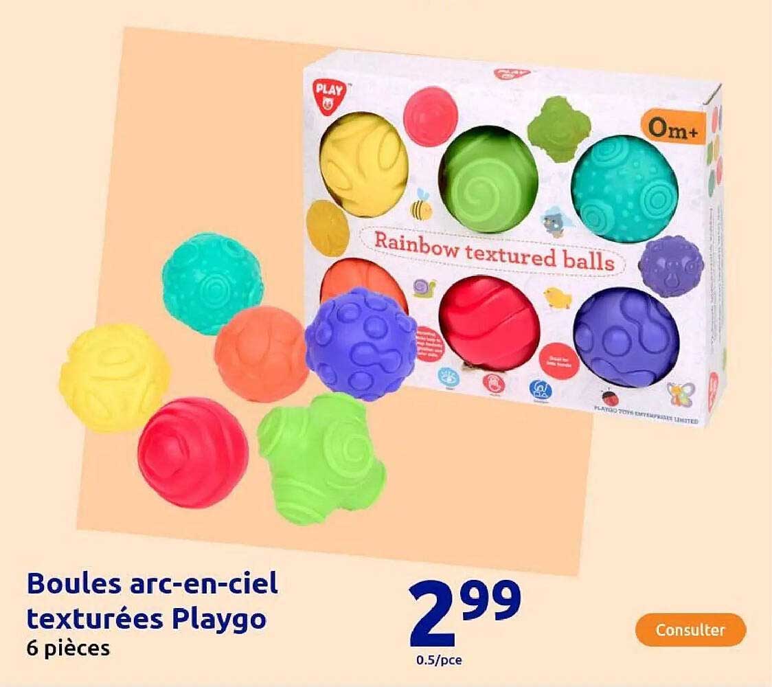 Boules arc-en-ciel texturées Playgo