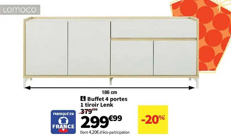 Buffet 4 portes 1 tiroir Lenk