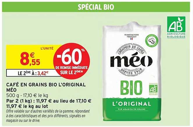 CAFÉ EN GRAINS BIO L'ORIGINAL MÉO