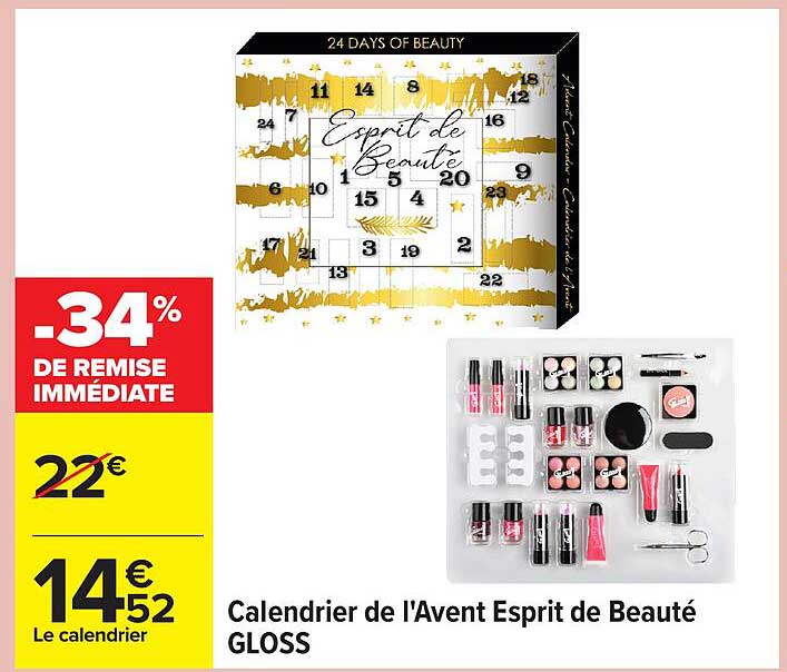 Calendrier de l'Avent Esprit de Beauté GLOSS
