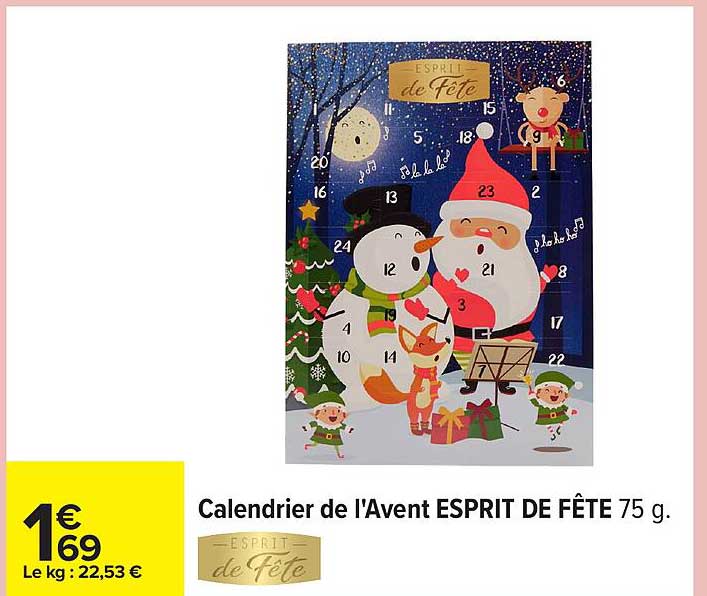 Calendrier de l'Avent ESPRIT DE FÊTE 75 g.