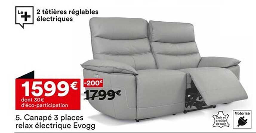 Canaapé 3 places relax électrique Evogg