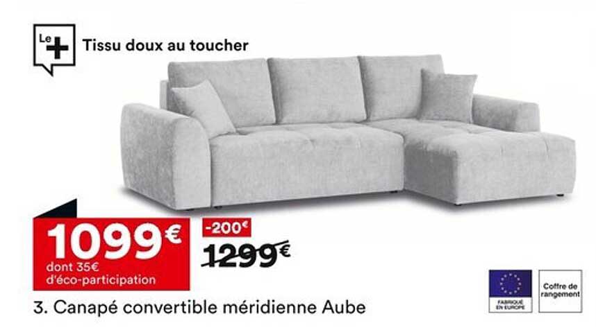 Canapé convertible méridienne Aube