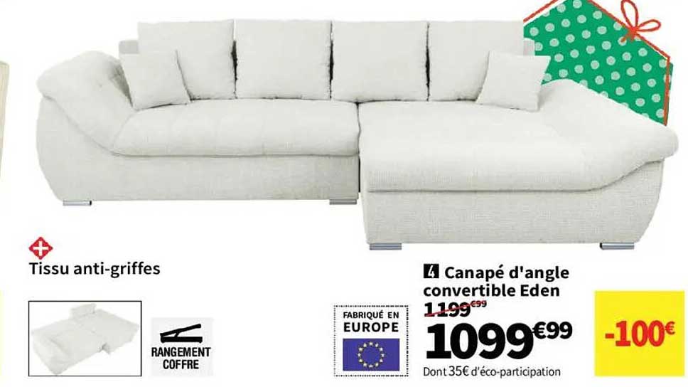 Canapé d'angle convertible Eden