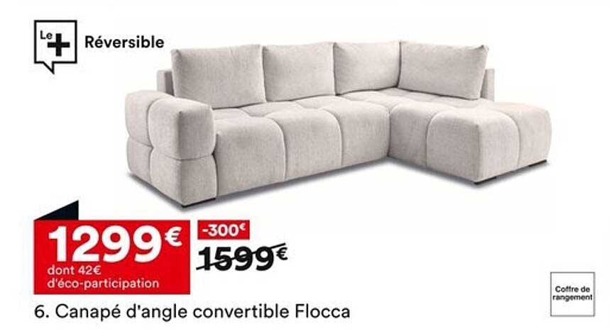 Canapé d'angle convertible Flocca