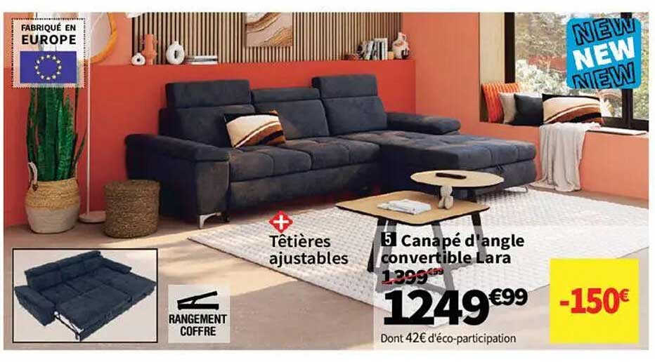 Canape d'angle convertible Lara