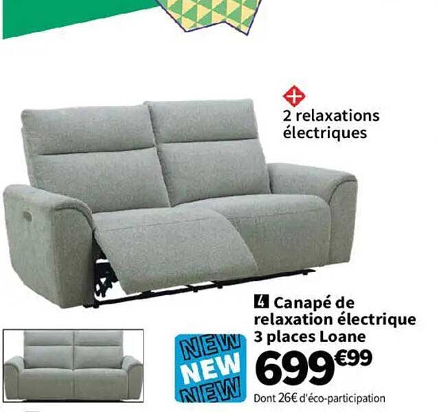 Canapé de relaxation électrique 3 places Loane