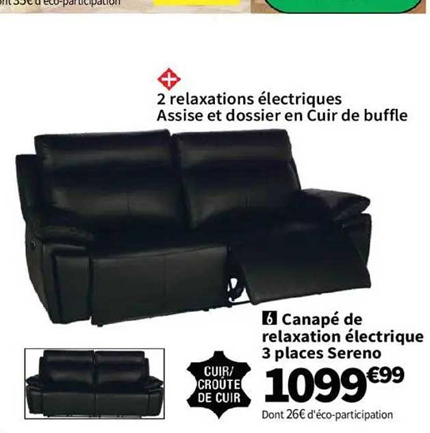 Canapé de relaxation électrique 3 places Sereno