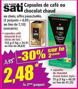 Capsules de café ou chocolat chaud