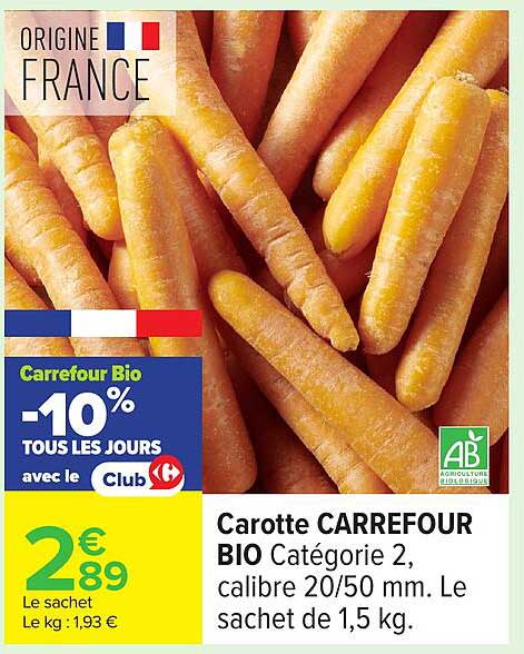 Carotte CARREFOUR BIO Catégorie 2