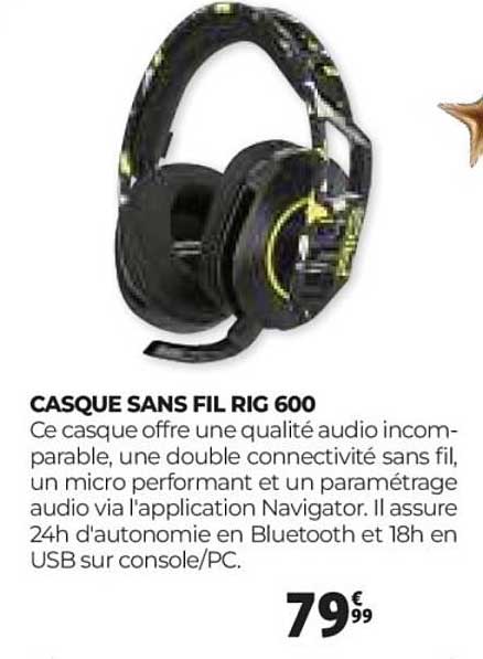 CASQUE SANS FIL RIG 600