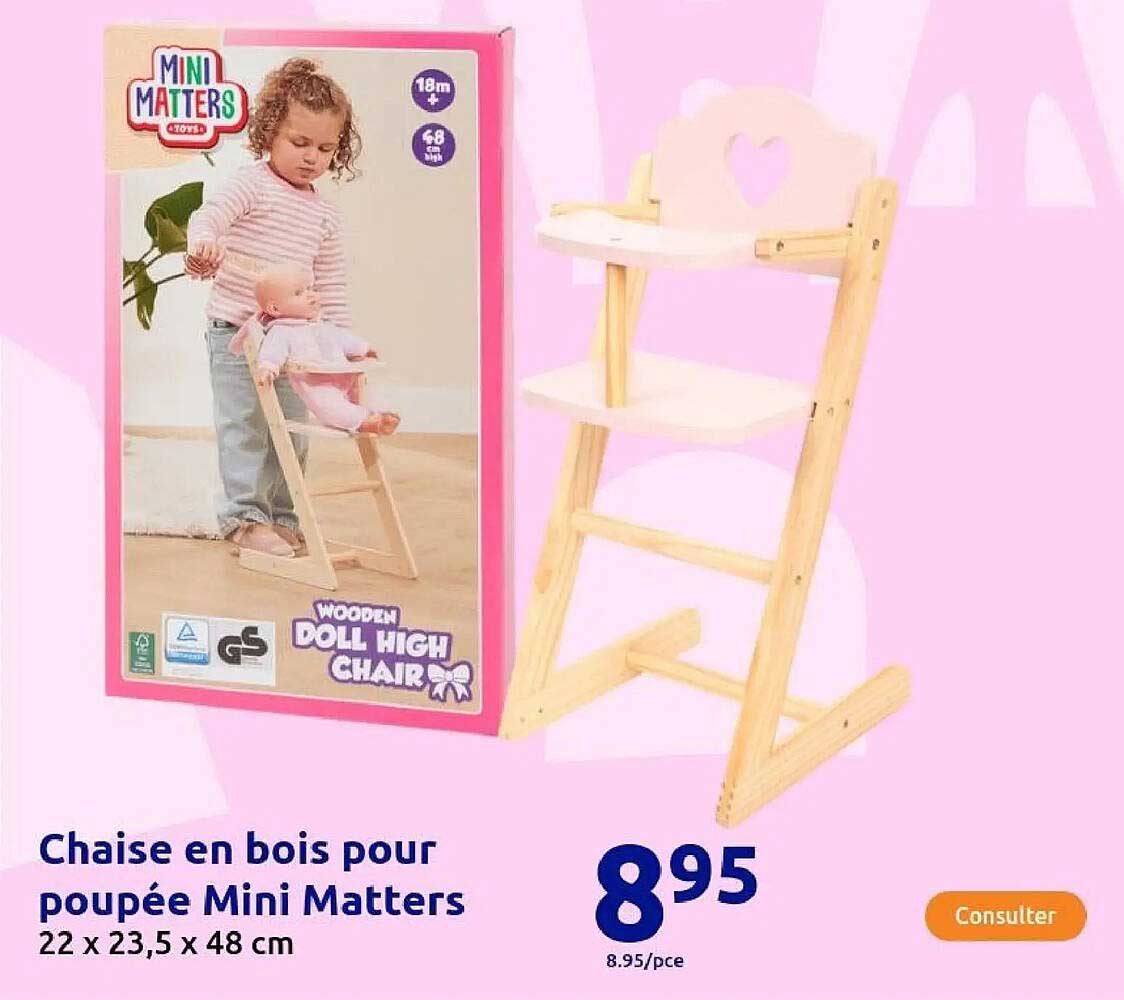 Chaise en bois pour poupée Mini Matters