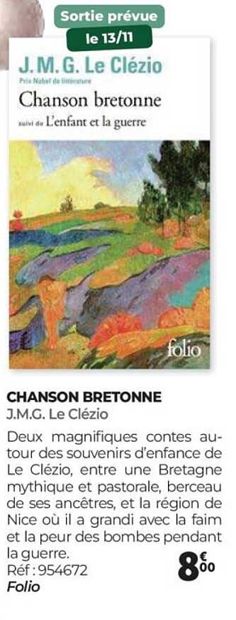 CHANSO BRETONNE J.M.G. Le Clézio