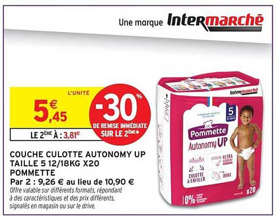 COUCHE CULOTTE AUTONOMY UP TAILLE 5 12/18KG X20 POMMETTE