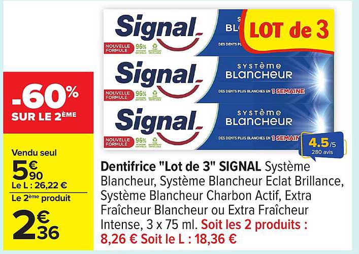 Dentifrice "Lot de 3" SIGNAL Système Blancheur