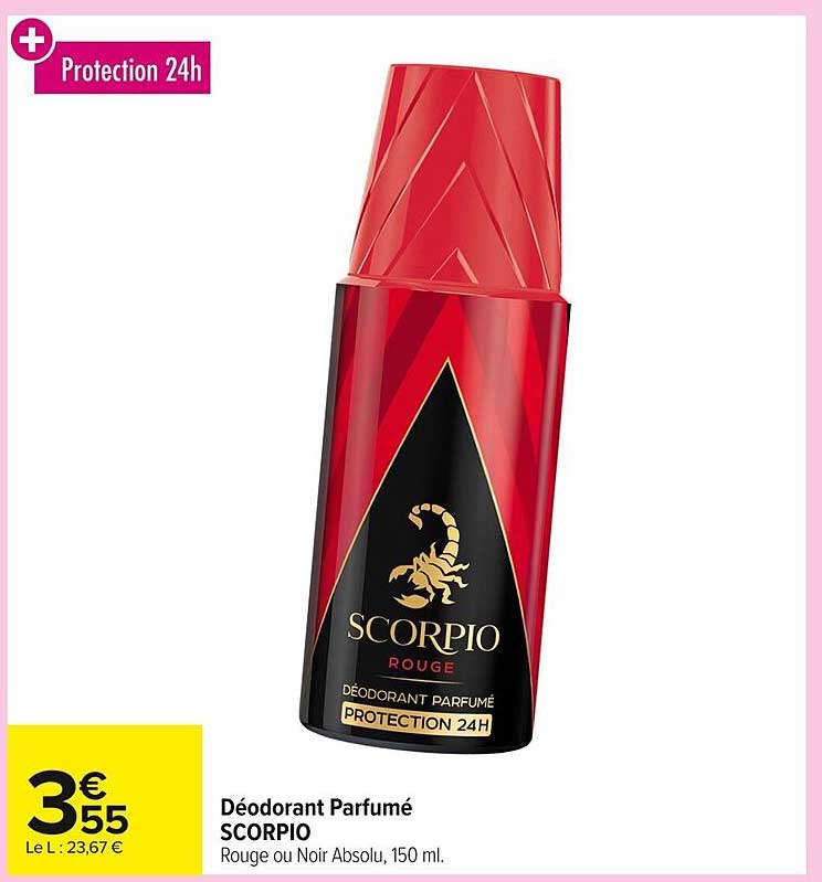 Déodorant Parfumé SCORPIO Rouge ou Noir Absolu, 150 ml