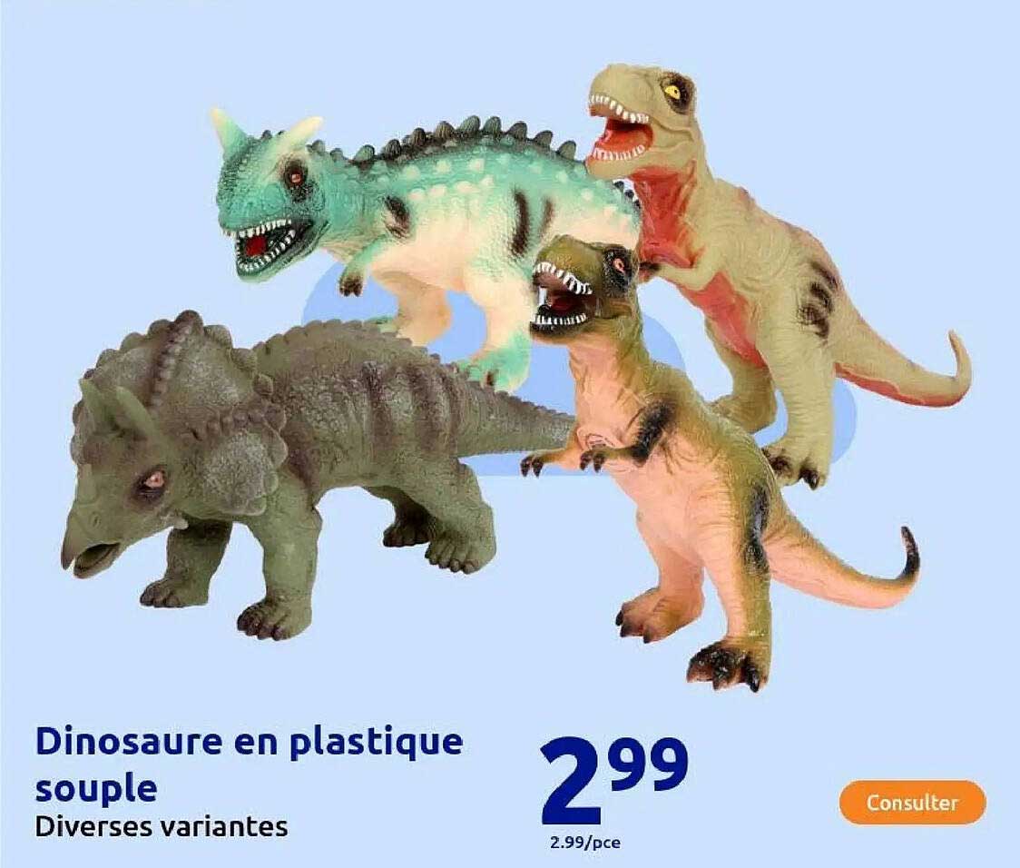 Dinoasaure en plastique souple - Diverses variantes