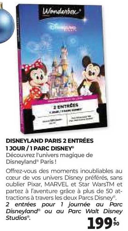 DISNEYLAND PARIS 2 ENTRÉES 1 JOUR / 1 PARC DISNEY