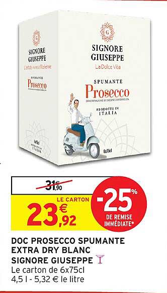 DOC PROSECCO SPUMANTE EXTRA DRY BLANC SIGNORE GIUSEPPE