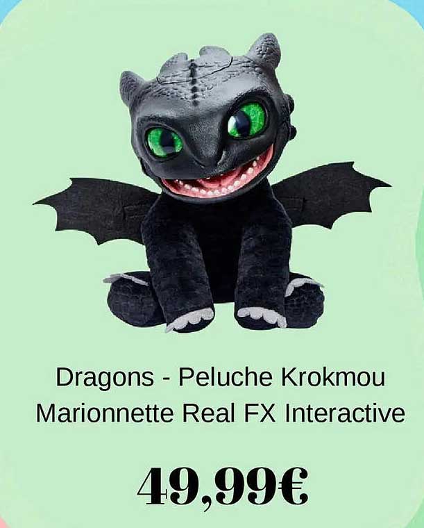 Dragons - Peluche Krokmou Marionnette Real FX Interactive