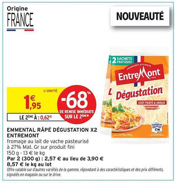 Emmental Râpé Dégustation X2 Entremont