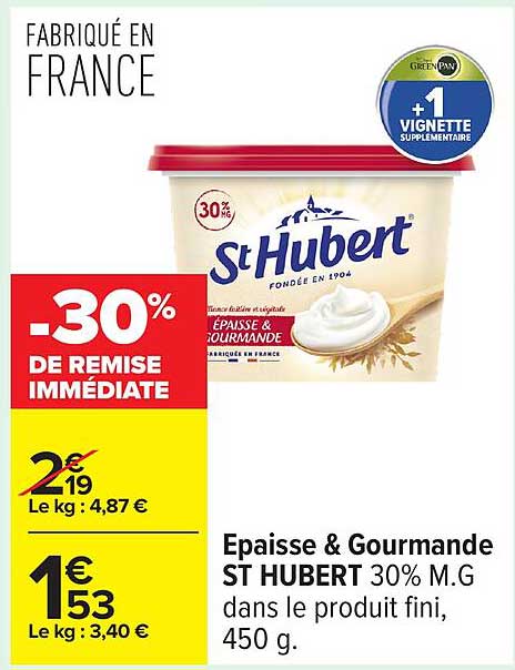 Epaisses & Gourmande ST HUBERT 30% M.G dans le produit fini, 450 g