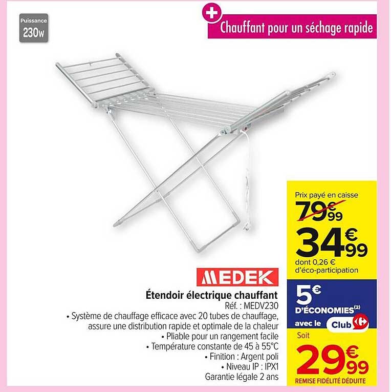 Étentoir électrique chauffant