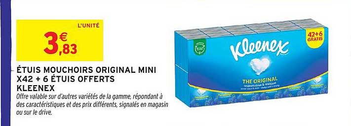 ÉTUIS MOUCHOIRS ORIGINAL MINI X42 + 6 ÉTUIS OFFERTS KLEENEX