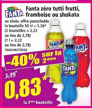 Fanta zéro tutti frutti, framboise ou shokata