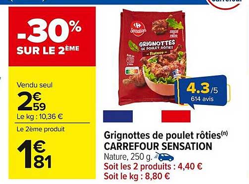 Grignottes de poulet rôties(n) CARREFOUR SENSATION