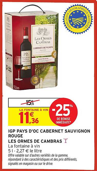 IGP PAYS D'OC CABERNET SAUVIGNON ROUGE