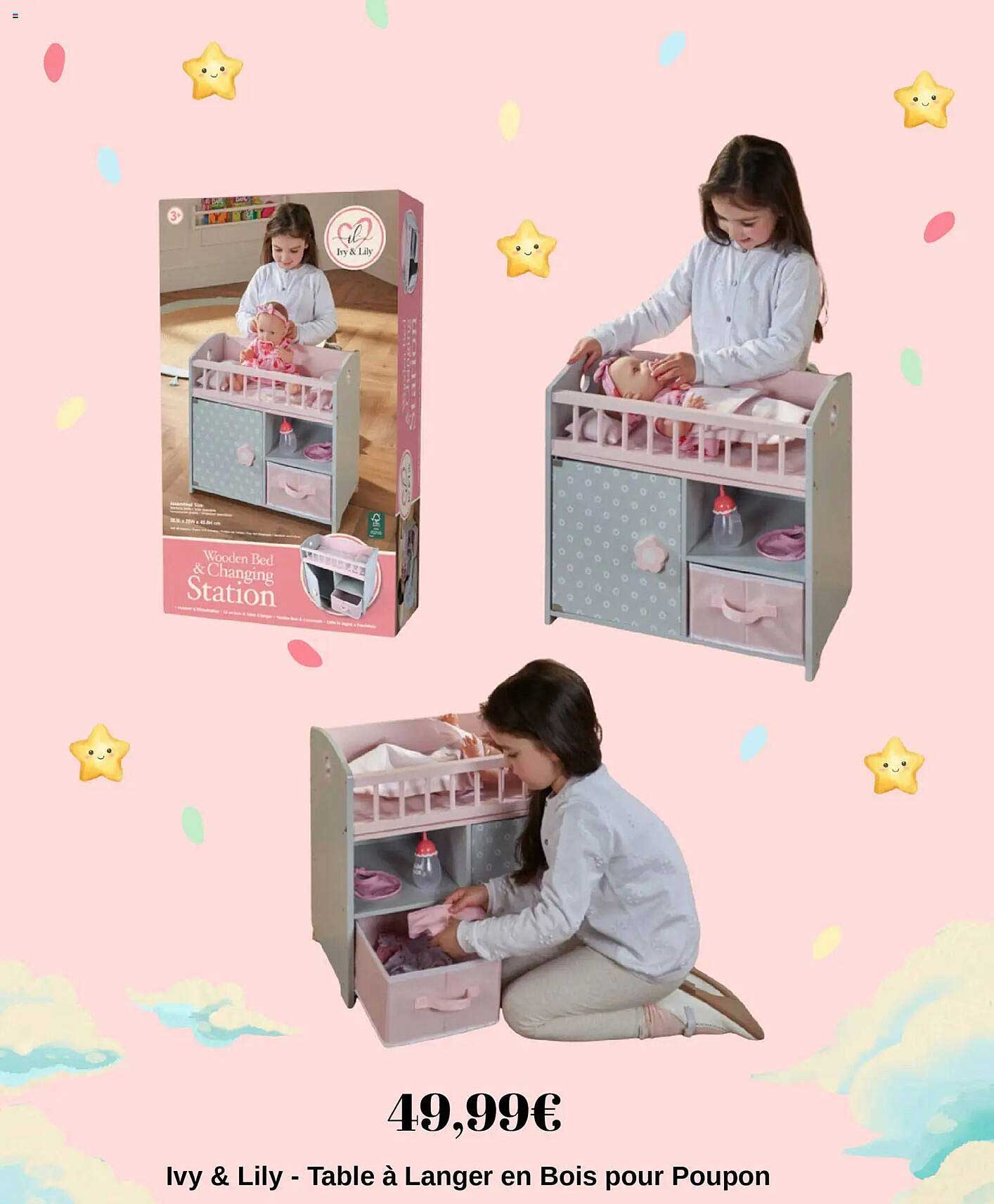 Ivy & Lily - Table à Langer en Bois pour Poupon