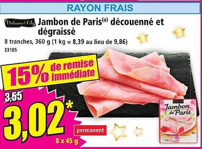 Jambon de Paris(a) découpé et dégraissé