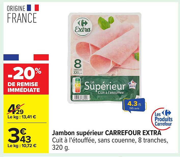 Jambon supérieur CARREFOUR EXTRA