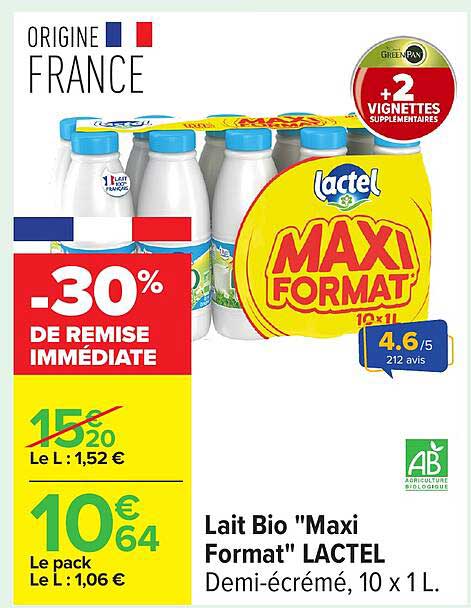 Lait Bio "Maxi Format" LACTEL