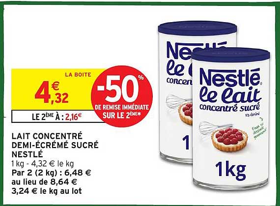LAIT CONCENTRÉ DEMI-ÉCRÉMÉ SUCRÉ NESTLÉ