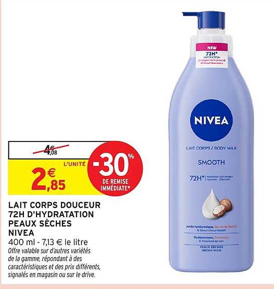 LAIT CORPS DOUCEUR 72H D'HYDRATATION PEAUX SÈCHES NIVEA