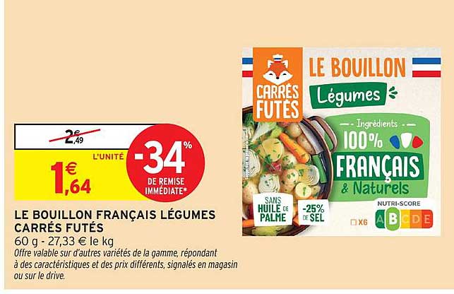 LE BOUILLON FRANÇAIS LÉGUMES CARRÉS FUTÉS