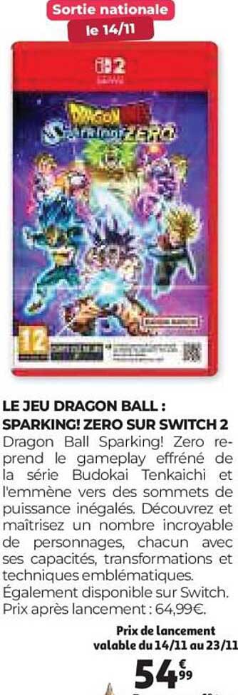 LE JEU DRAGON BALL : SPARKING! ZERO SUR SWITCH 2