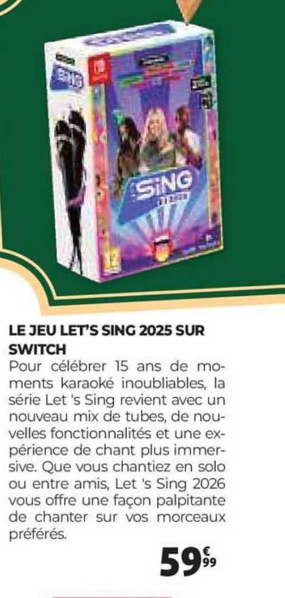 LE JEU LET’S SING 2025 SUR SWITCH