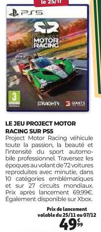 LE JEU PROJECT MOTOR RACING SUR PS5