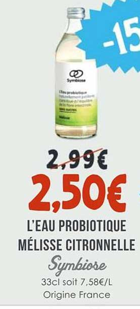 L’EAU PROBIOTIQUE MÉLISSE CITRONNELLE