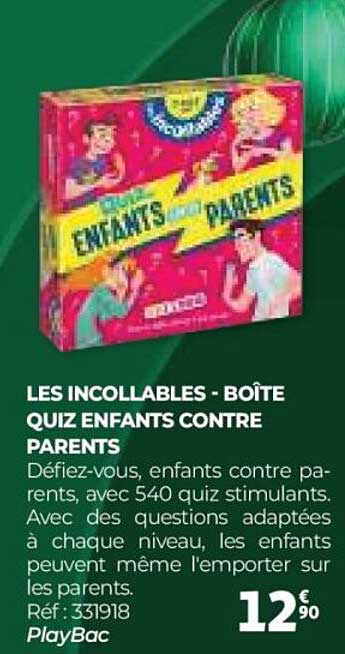 LES INCOLLABLES - BOÎTE QUIZ ENFANTS CONTRE PARENTS