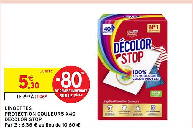 LINGETTES PROTECTION COULEURS X40 DECOLOR STOP