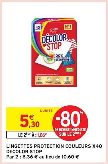 LINGETTES PROTECTION COULEURS X40 DECOLOR STOP